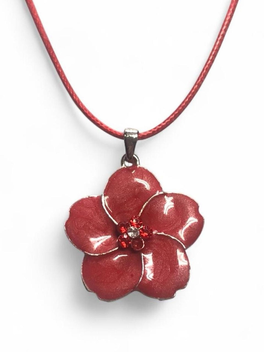 Y2K Flower Rhinestone Cord Necklace